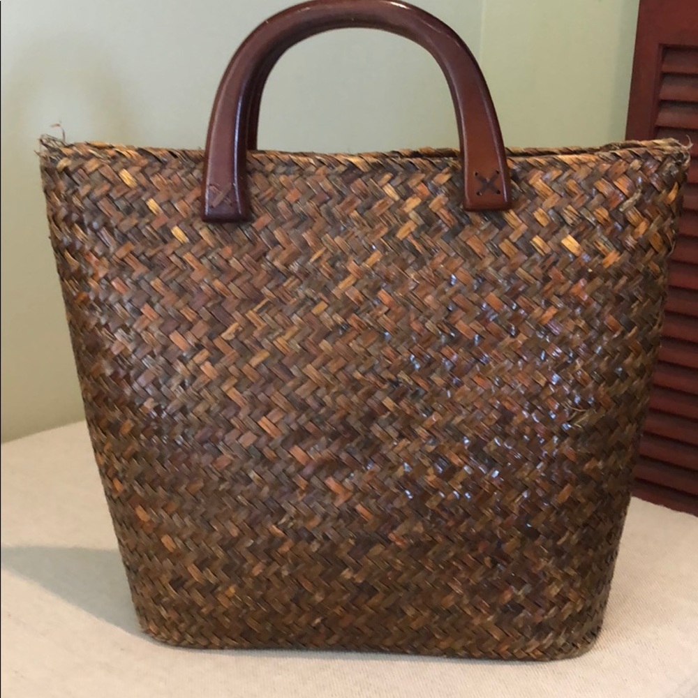 Brown woven straw bag - Picture 2 of 6